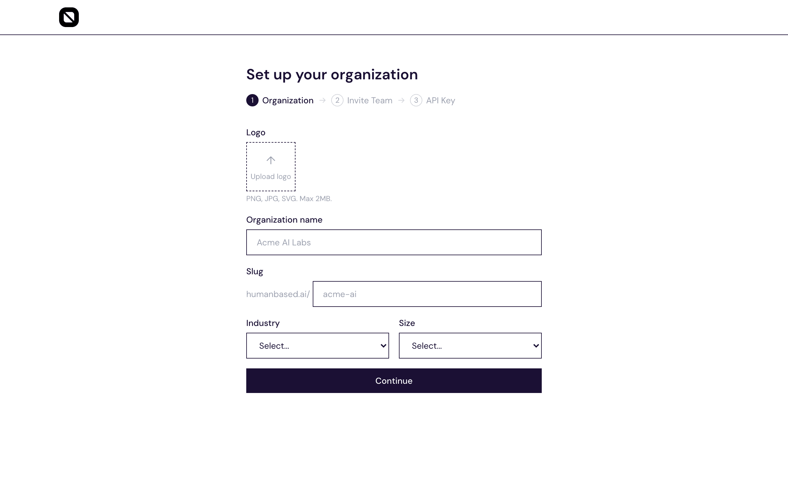 Onboarding — org setup