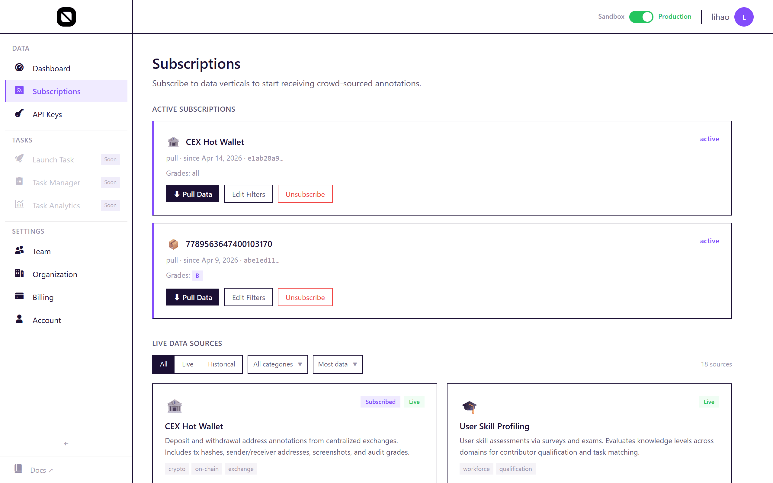 Browse datasets